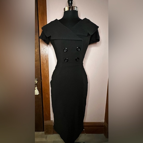 Bettie Page Dresses & Skirts - Vintage style Bettie Page by Tatyana black pencil dress